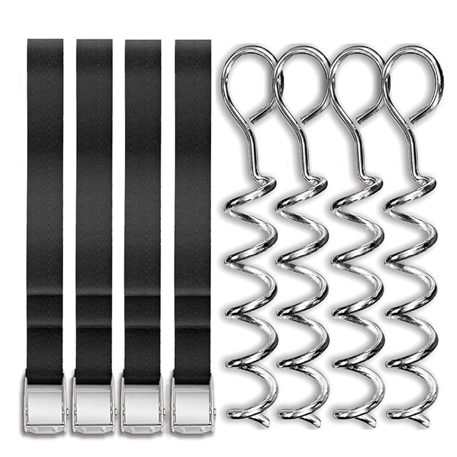 4 Pcs Heavy Duty Trampoline Stakes Corkscrew Shape Trampoline Stakes With Strong Strap Ground Anchors For Trampolines Swings