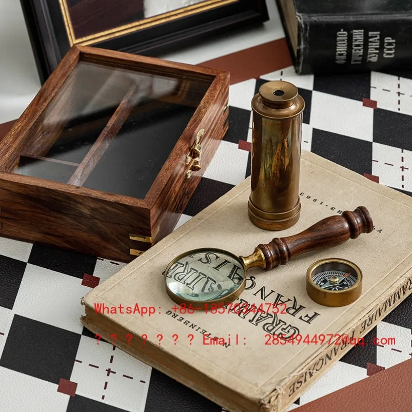 Imported Retro Magnifying Glass Compass Telescope Outdoor Nautical Set Study Ornament