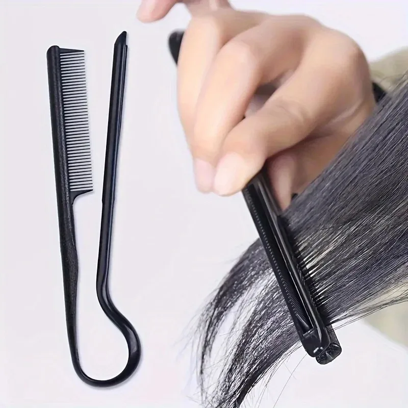 V Shape Hair Straightening Styling Comb Clamp Hair Sectioning Clip Root Fluffing Tool Salon Barber Hairdressing Straightener Brush for Blow Drying Hairstyle