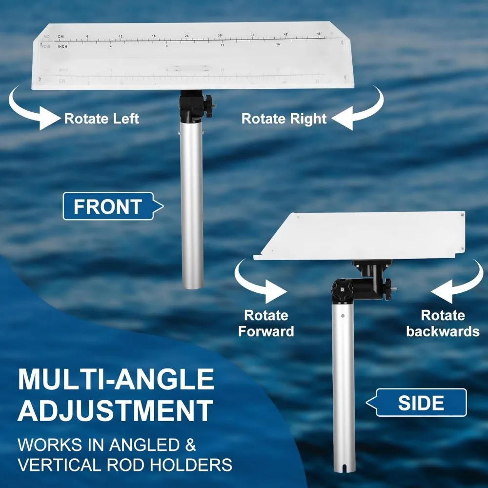 Planche à Découper pour Bateau, Table à Appâts/Filets avec Support Réglable à 360 °, Table à Filets de Pêche avec Échelle, Pince