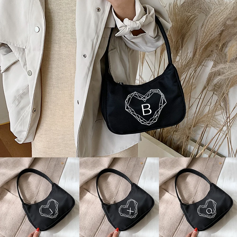 Women's Mini Underarm Bags Fashion Street Handbag Small Bag Diamond Letter Print Casual Underarm Bag Shopping Hobo Shoulder Bags