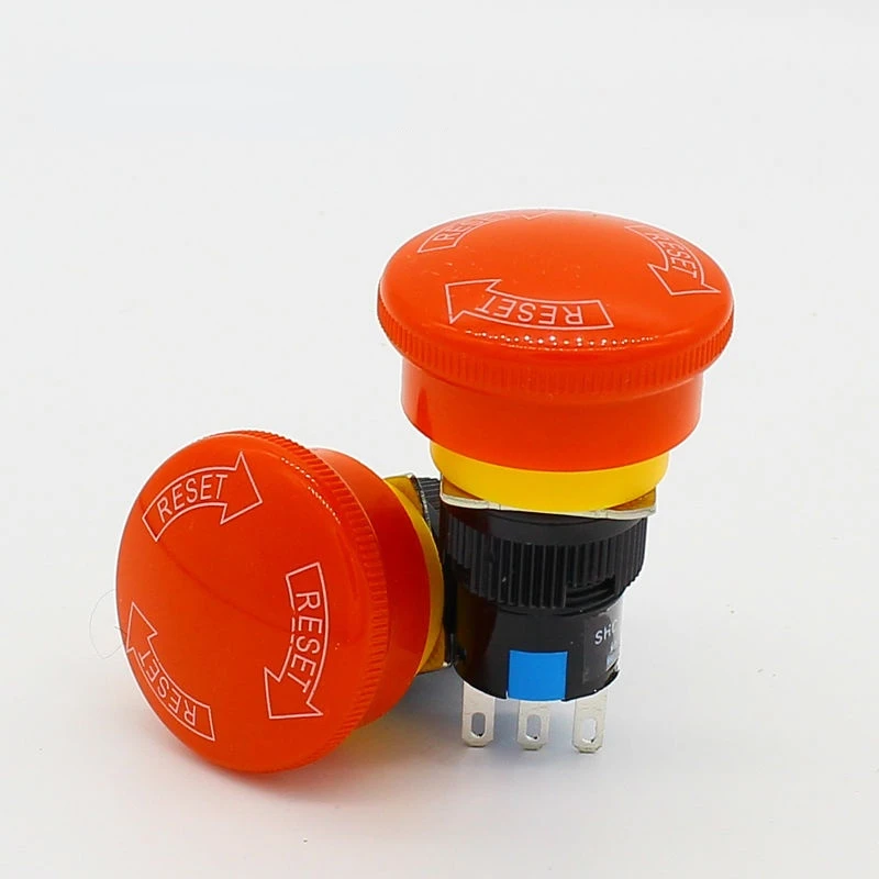 Waterproof 16mm Mushroom emergency stop e-stop switch 3 pins NO+NC Weather Pack push button switch