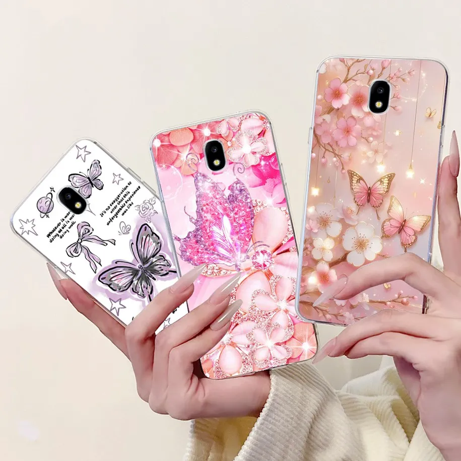 For Samsung Galaxy J7 Pro 2017 Case SM-J730F Cover Popular Flower Soft Silicone Clear Back Cover For Samsung J3 J5 Pro 2017 Capa