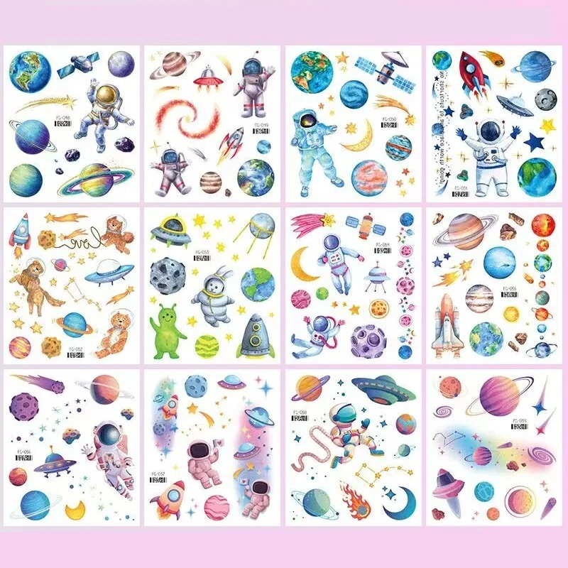 

12 листов временных татуировок с бабочками для детей и женщин, водостойкие наклейки для лица с эффектом галактики, для макияжа глаз, для вечеринок и подарков