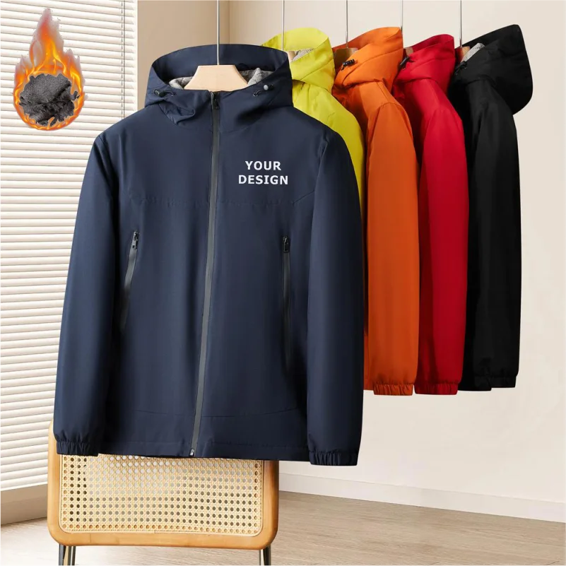 

Winter Men's And Women's Warm Jacket Custom DIY Coat Embroidery Print Design Outdoor Windproof Winter Thickened Hooded Jacket