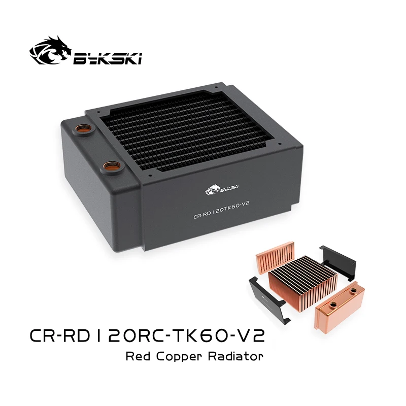 Bykski 60mm Thick Full Copper Radiator PC Water Cooling Radiator Computer Cooler Heatsink 3 Floors Channel 120/240/360/480mm