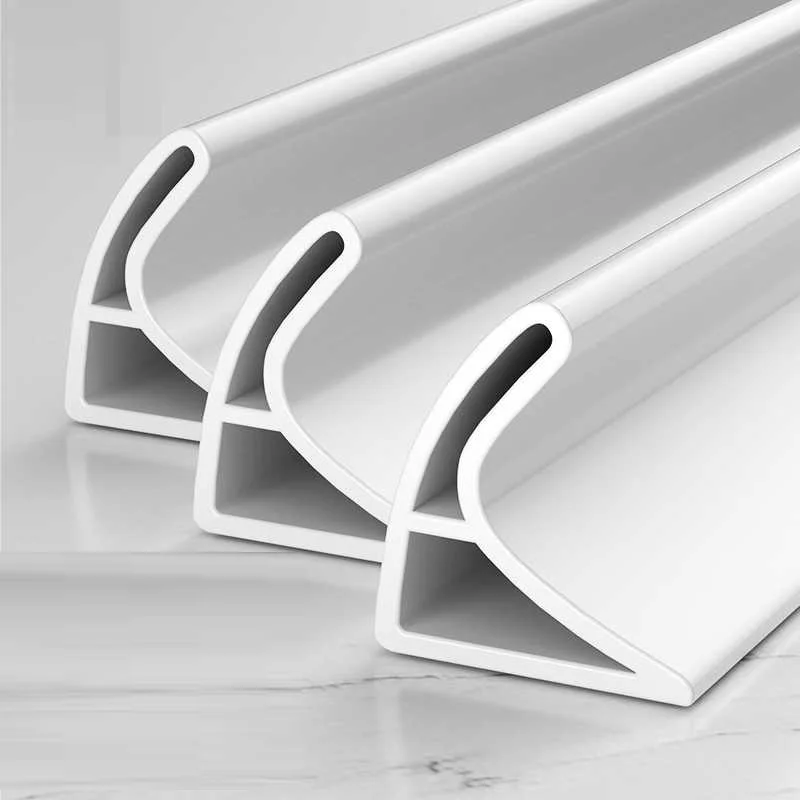 Self-Adhesive Toilet Curved Groove Silicone Water Barrier Strip for Shower Room Wet Dry Separation Countertop Waterproof Barrier
