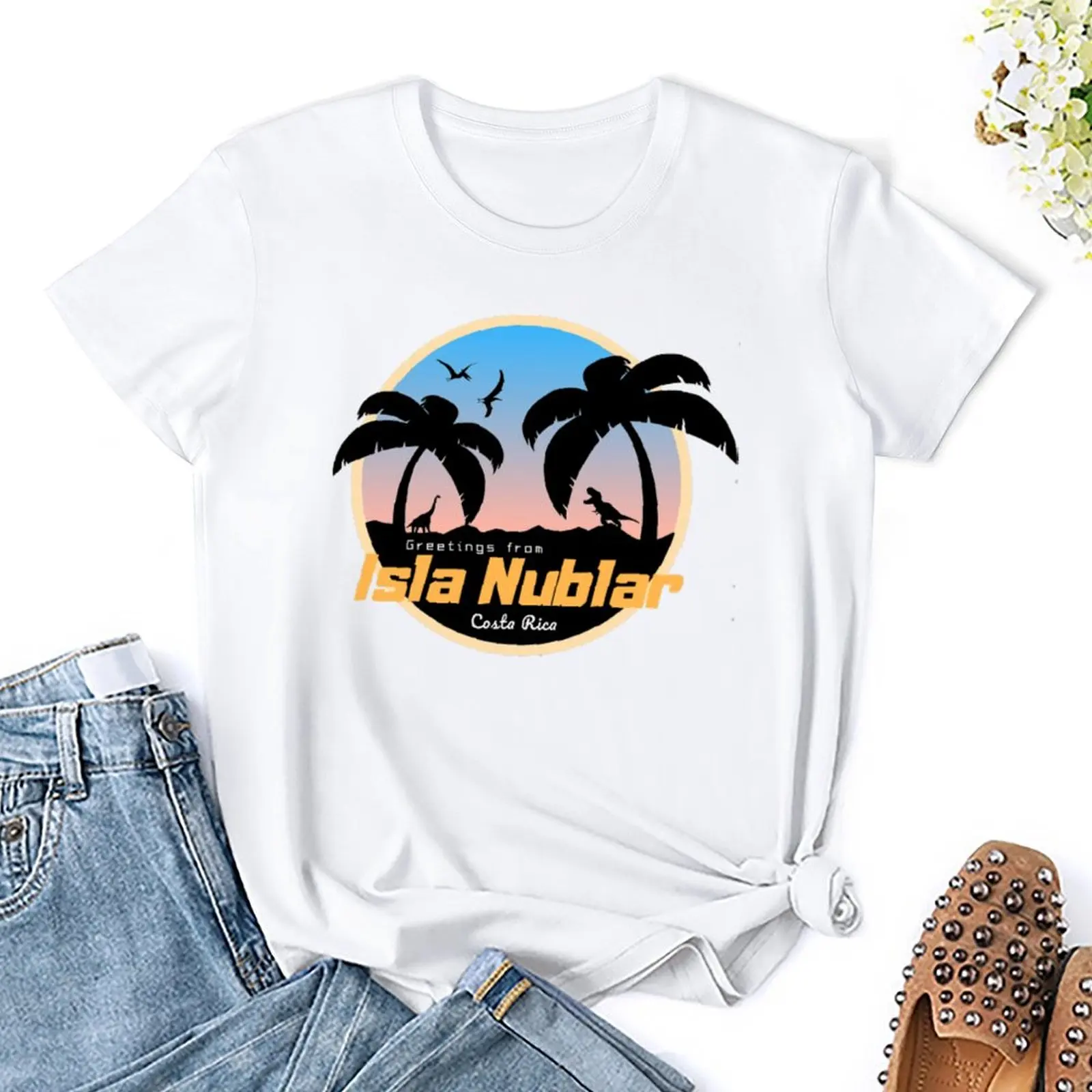 Greetings From Isla Nublar For Sale T-shirt Fresh Sports Top Tee Hot Sale Home Funny Sarcastic