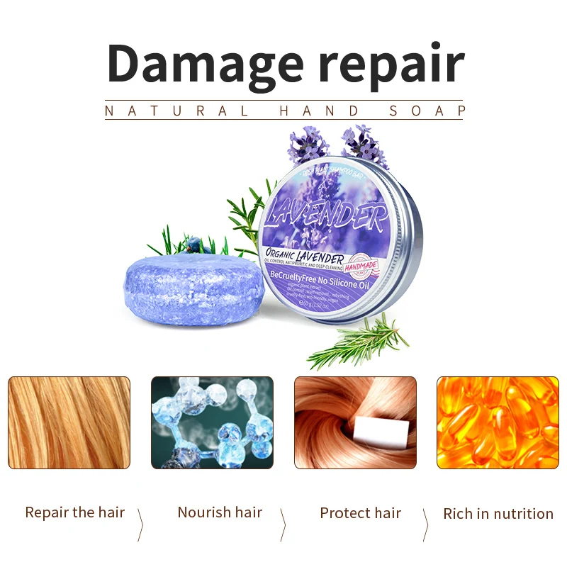 Lavender shampoo is refreshing, oil controlling, and smooth for hair, solving the problem of oily scalp without silicone oil res