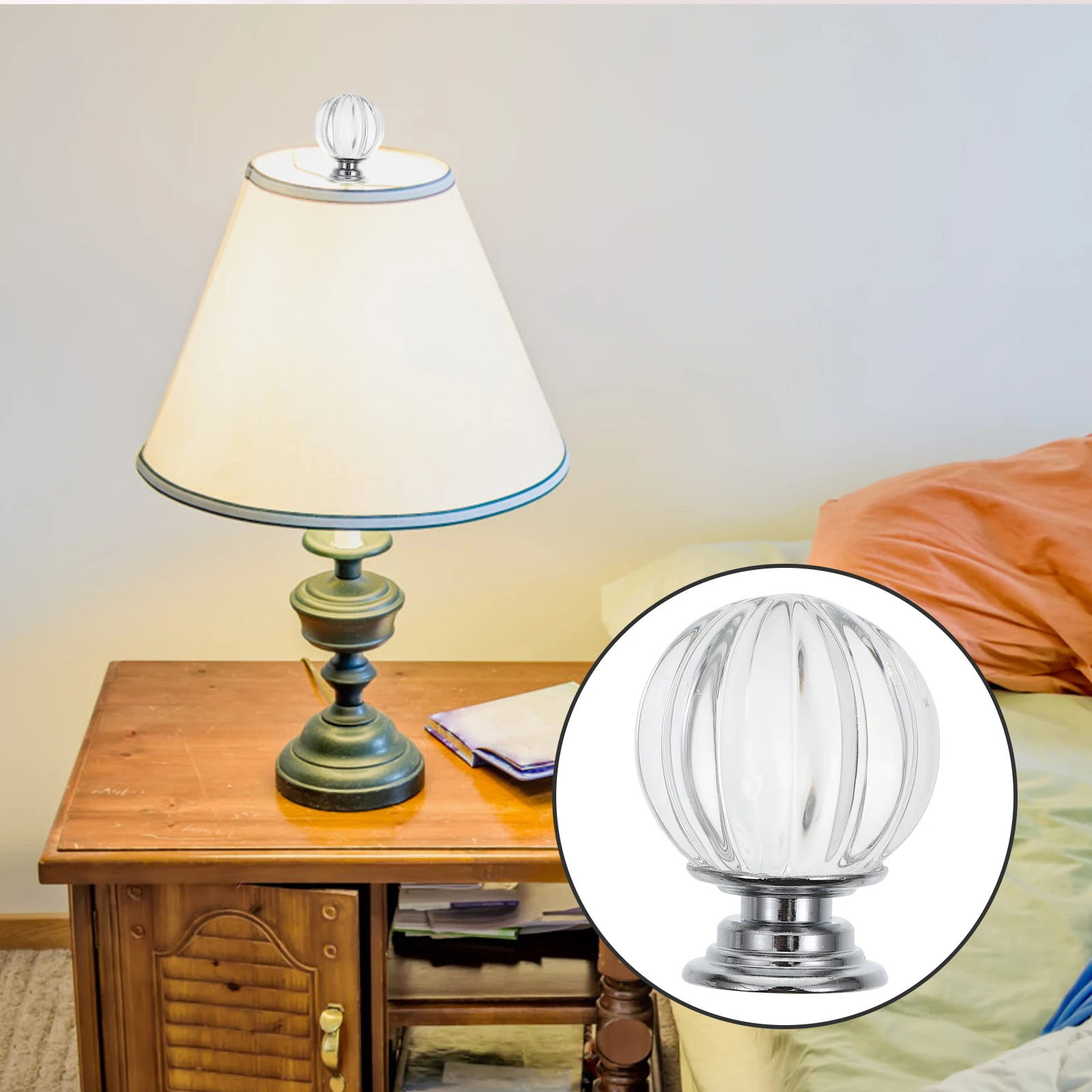 

1Set Lamp Finial Lampshade Topper Crystal Ball Head Decorative Accessory for Table Floor Lamp Creative Light Knob Ornament