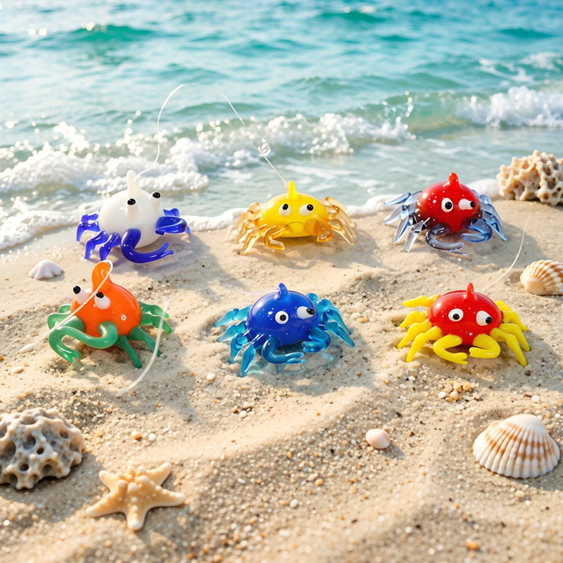 

Изготовленные на заказ красочные плавающие стеклянные пузырьки, краб, подвеска для аквариума, декор для аквариума, милые морские животные, маленькие статуи, украшения