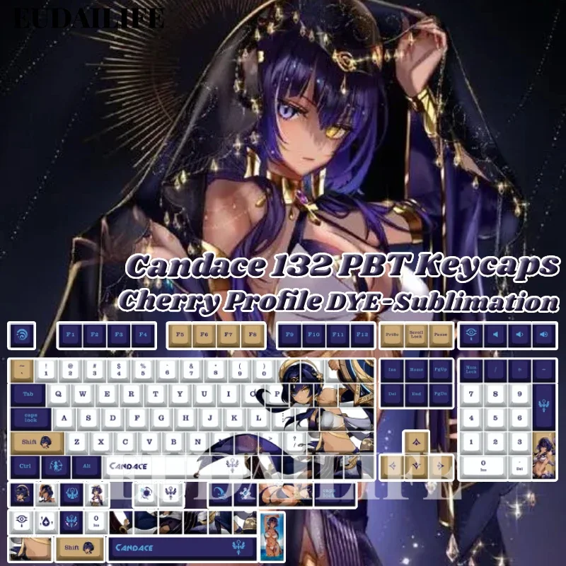 

Genshin Impact Candace 1330, чехол для ключей, PBT DYE, сублимационный Cherry MX, переключатель поперечной оси, колпачок для механической клавиатуры, игровой подарок