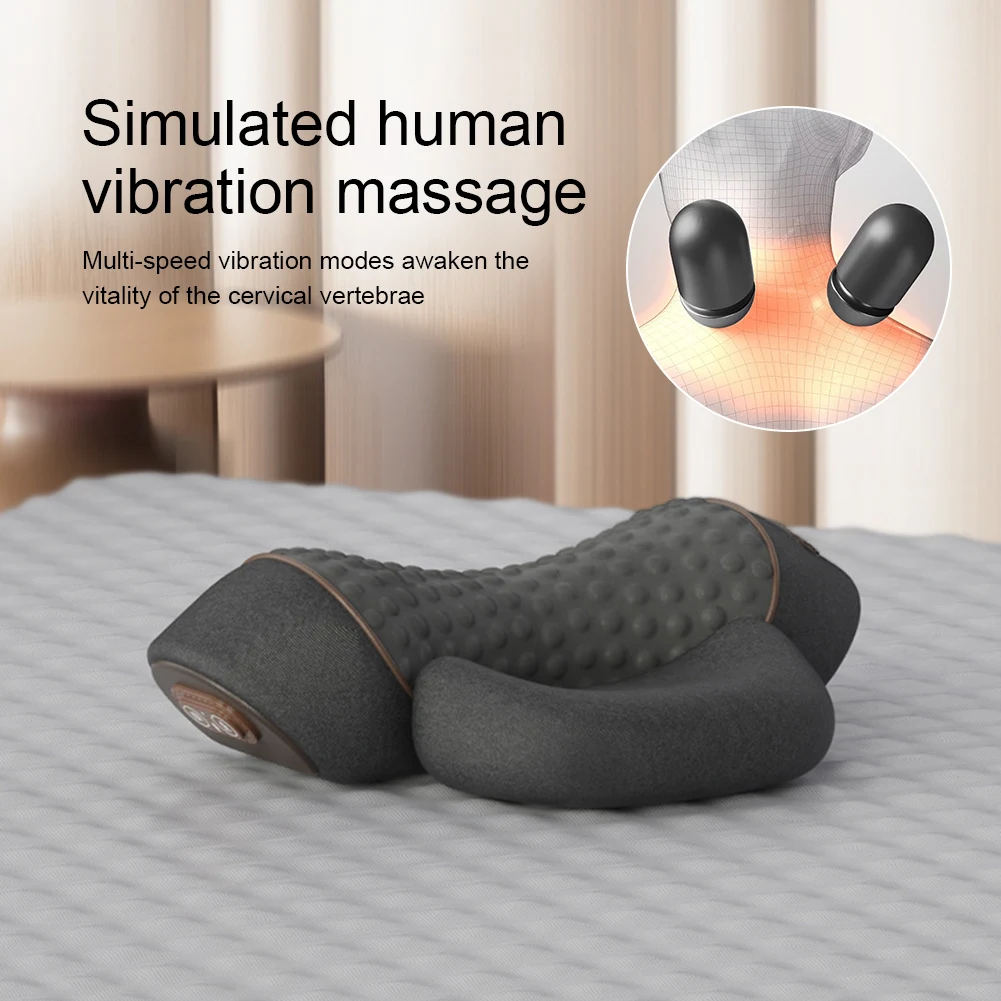 

Neck Support Pillow Heated Massage Neck Pillow Compress Vibration Pillow Massage Neck Hump for Office