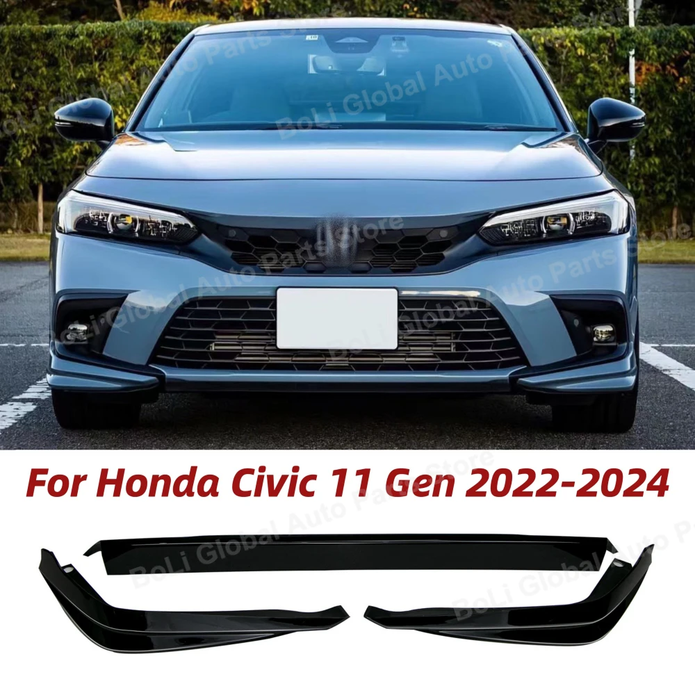 Labio de parachoques delantero para Honda Civic 11Gen SI 2022 2023 2024, Kit de carrocería embellecedor de pieza ABS, accesorios deflectores de alerón