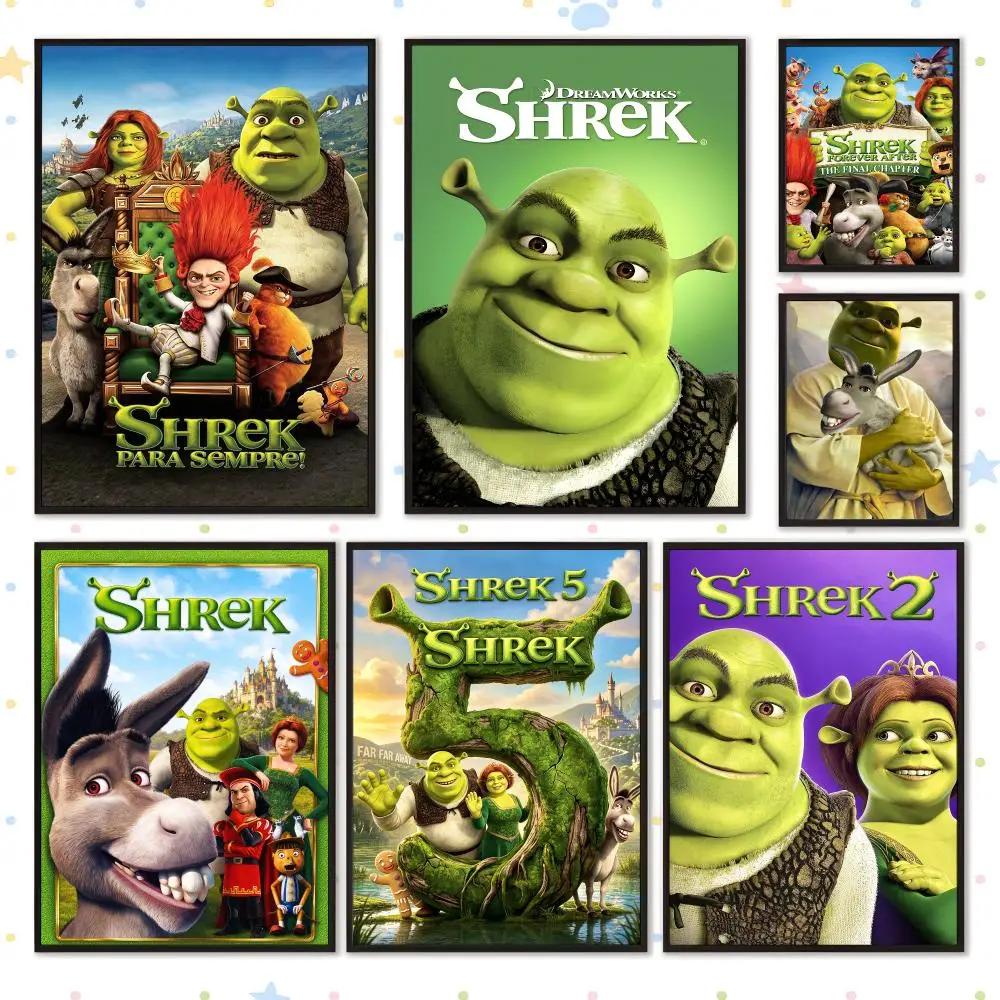 Movie Popular Popular Popular Shrek Poster HD Waterproof PP Self Adhesive Aesthetic Bedroom Dorm Gaming Room Home Decor Gift