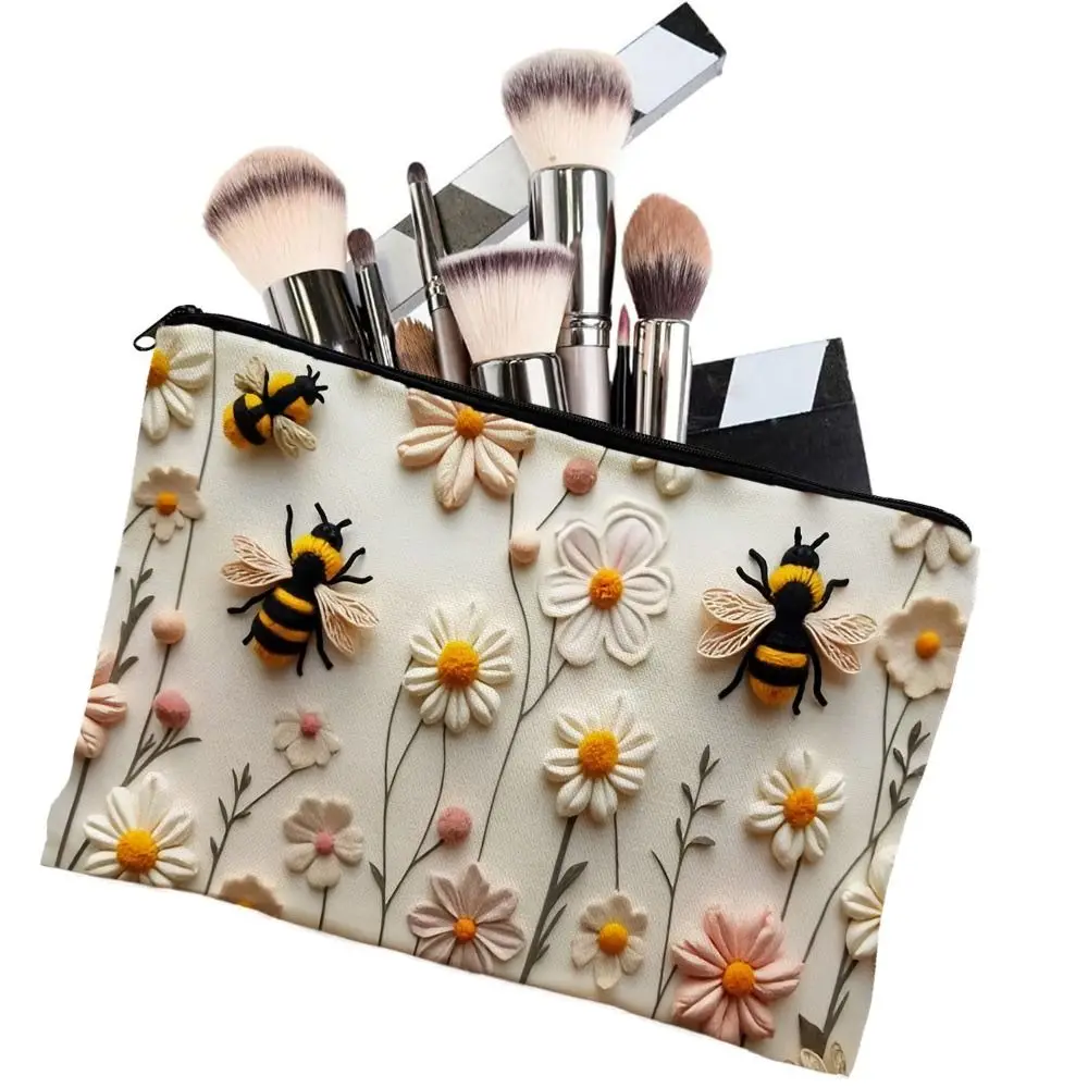 Vintage Flower Print Cosmetic Bag Multi-purpose Portable Makeup Bag Jewelry Storage Bag Gifts
