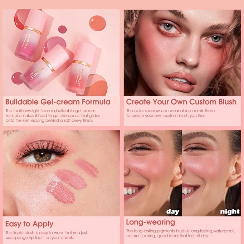 أحمر الخدود السائل المرطب طويل الأمد لون الوجه ماكياج طبيعي واضح الخد روج لامع متعدد الأغراض الشفاه أحمر الخدود مستحضرات التجميل #3