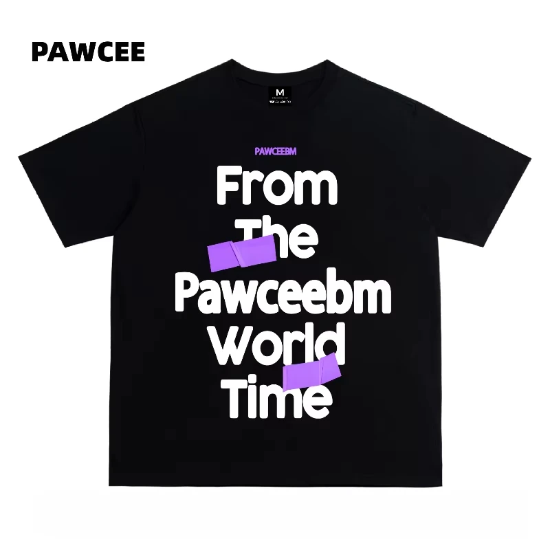 

2025 Spring Summer American West Coast Cat From Letters Printed Cotton Short Sleeve T-shirt Men's and Women's Casual Couple Top