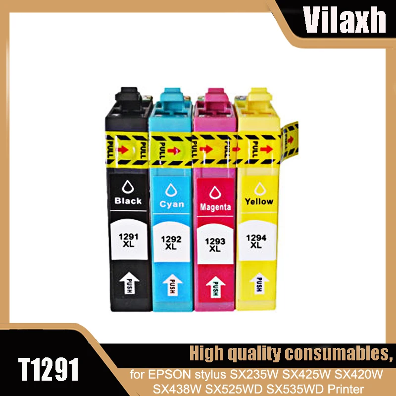 

Vilaxh Compatible T1291 - T1294 T1295 Ink cartridge for EPSON stylus SX235W SX425W SX420W SX438W SX525WD SX535WD Printer