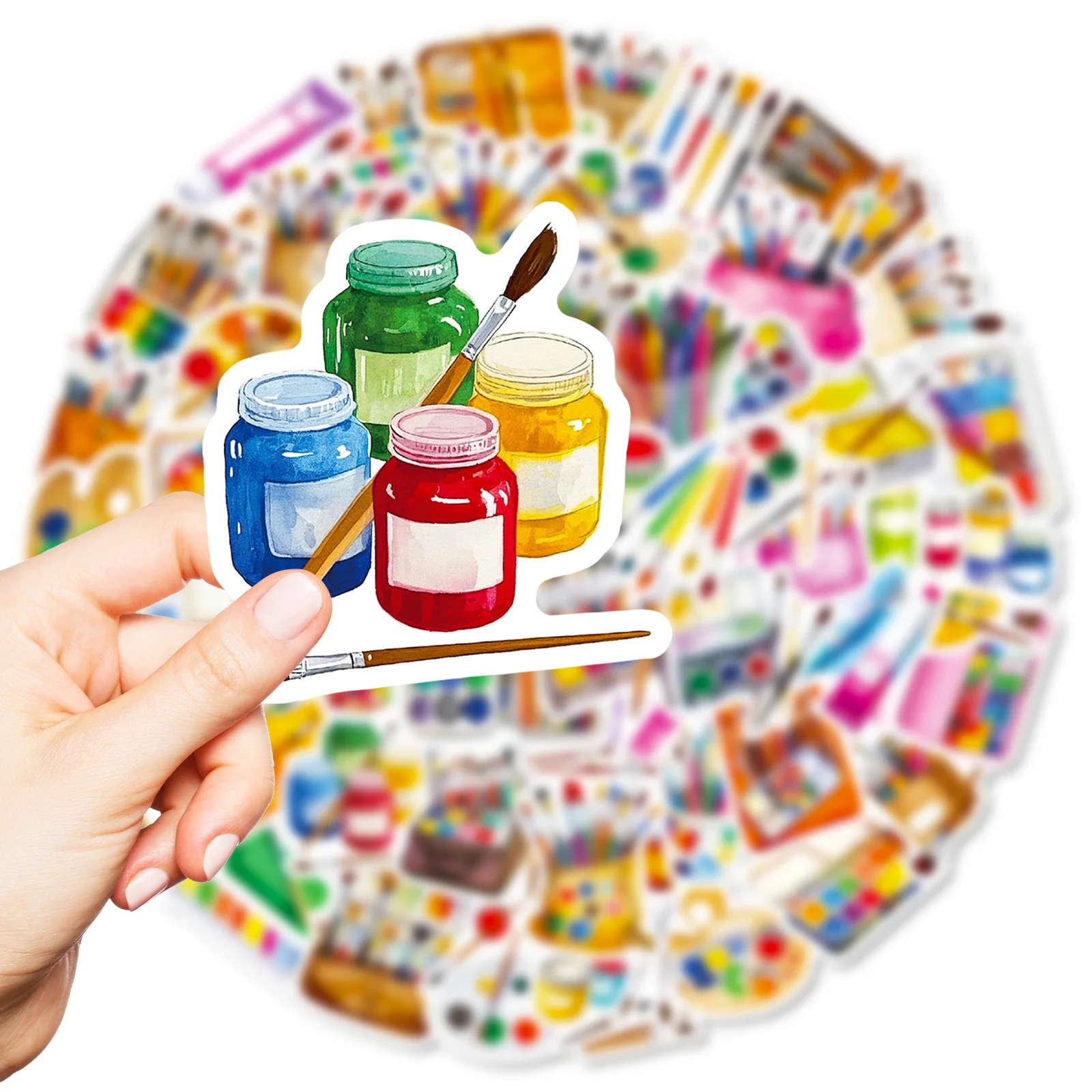 

10/56PCS New Fine Arts Graffiti Stickers Creative Brush Drawing Board Cartoon Decal Luggage Cup Scraphbook Waterproof Sticker