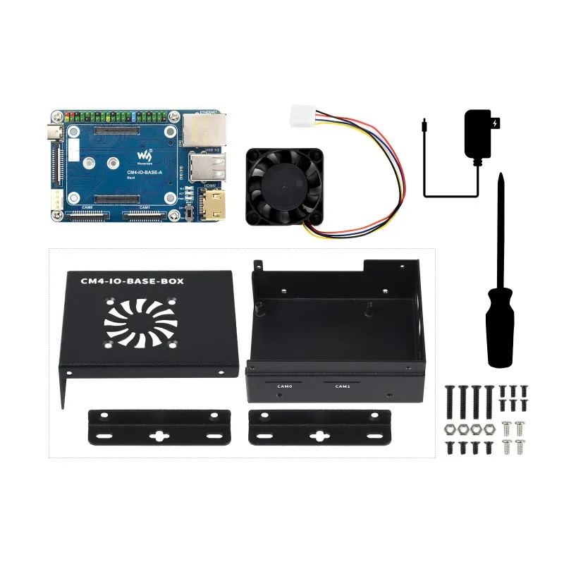 Komputer Mini berdasarkan modul komputasi Raspberry Pi 4 (tidak termasuk), papan IO Mini Lite Ver, casing logam, dengan kipas pendingin