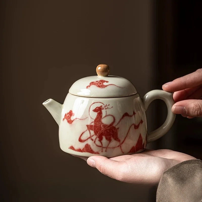 Dunhuang nine-color deer, retro Chinese style teapot household creative ceramic Chinese tea gift tea set high-end gift giving