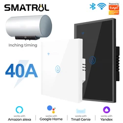 Tuya Smart 40A Wifi Water Heater Boiler Touch Switch Air Conditioner Light Timing EU US Brazil Wall App For Alexa Google Home