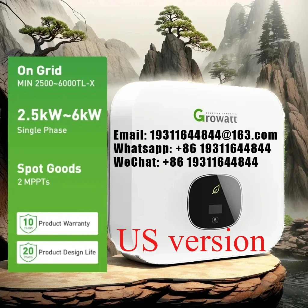 

Growatt MIN2500/3000/3600/4200/4600/5000/6000TL-X Single Phase 2 MPPT US Standard On Grid Solar Inverter
