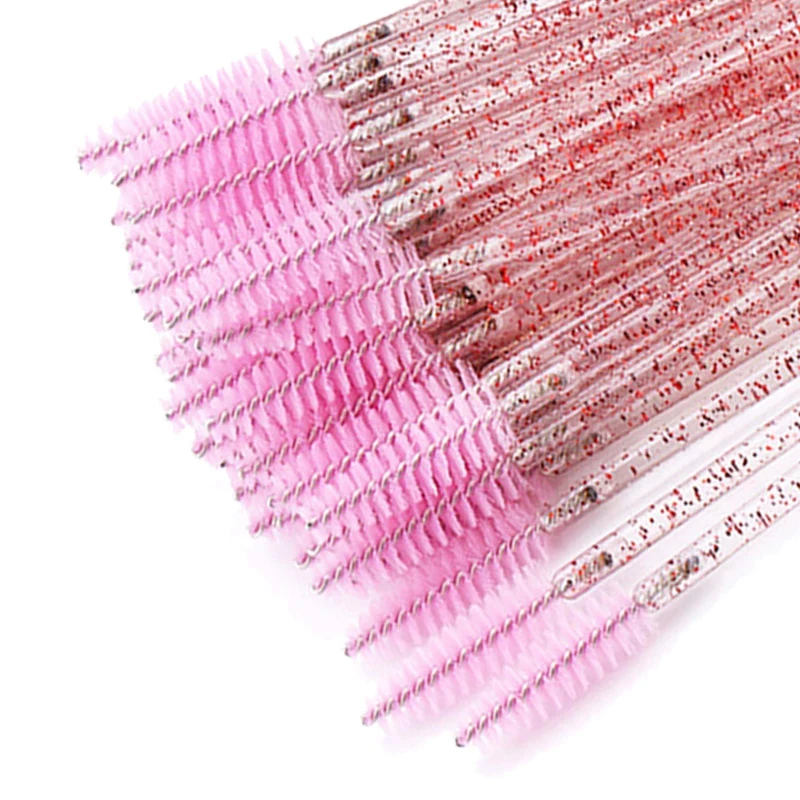Brosse de maquillage jetable pour cils en cristal, bonne qualité, manche en diamant, baguettes de Mascara, outil d'extension de cils, 50 pièces/paquet