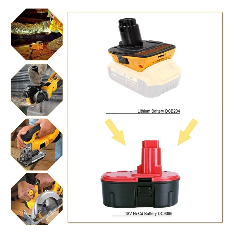 Adaptador de batería de conversión de herramientas DCA1820 de 18V a 20V para herramientas Nicd y Nimh de 18V