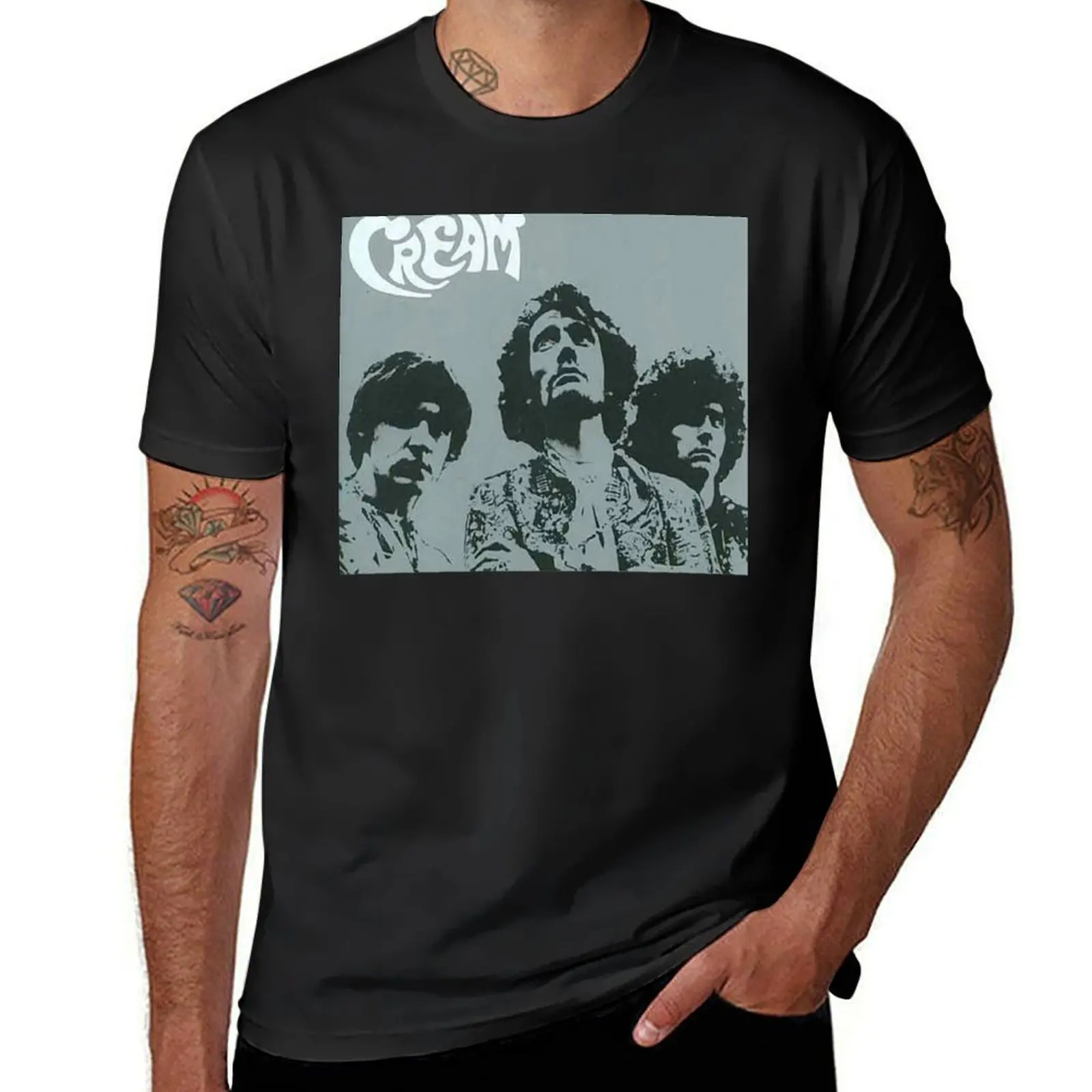 Cream Band T-shirt cute tops customs kawaii clothes for a boy mens white t shirts