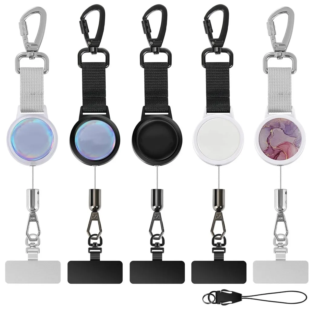 Retractable Key Chain With Locking Carabiner, Anti-Lost Telescopic Key Holder With Phone Tether For Hiking Fishing Daily Commute