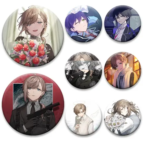 32/44/50/58mm Round Anime Pin Kenmochi Touya Kanae Exquisite Brooches Handmade Cartoon Badge on Backpack Jewelry Accessorie Gift