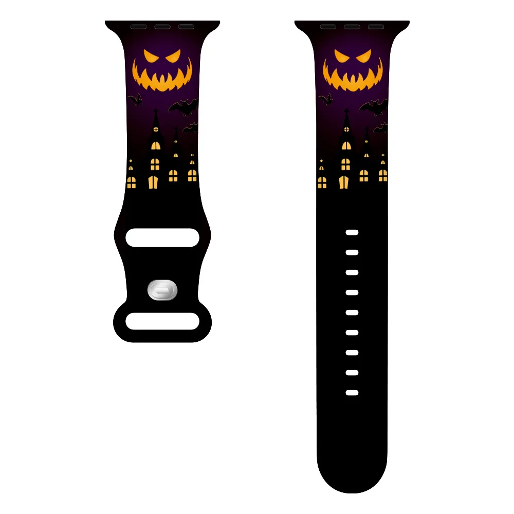 Halloween Silicone Strap For Apple Watch Ultra/2 49mm 10 9 8 7 45mm 41mm 6 5 4 3 SE Printed Bracelet band iWatch 44mm 42mm 40mm