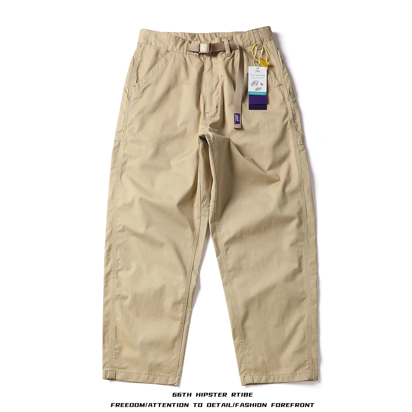 

Loose Straight Leg Casual Pants for Men with Multiple Pockets Retro Japanese Style Spring Autumn Cotton Workwear Trousers