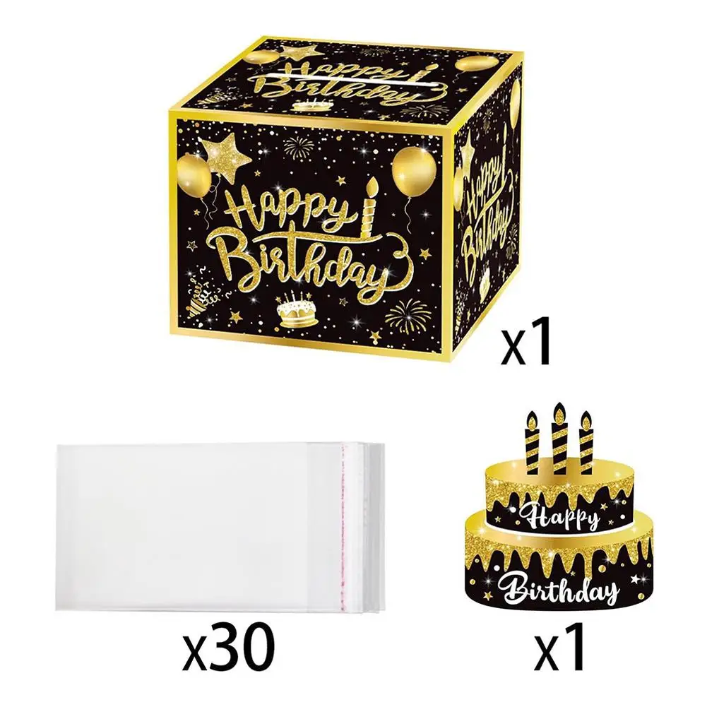 Birthday Money Box For Cash Gift Pull 4-color Options Banknote Roll-up Surprise Box Party Decoration With Cake Card For Friends