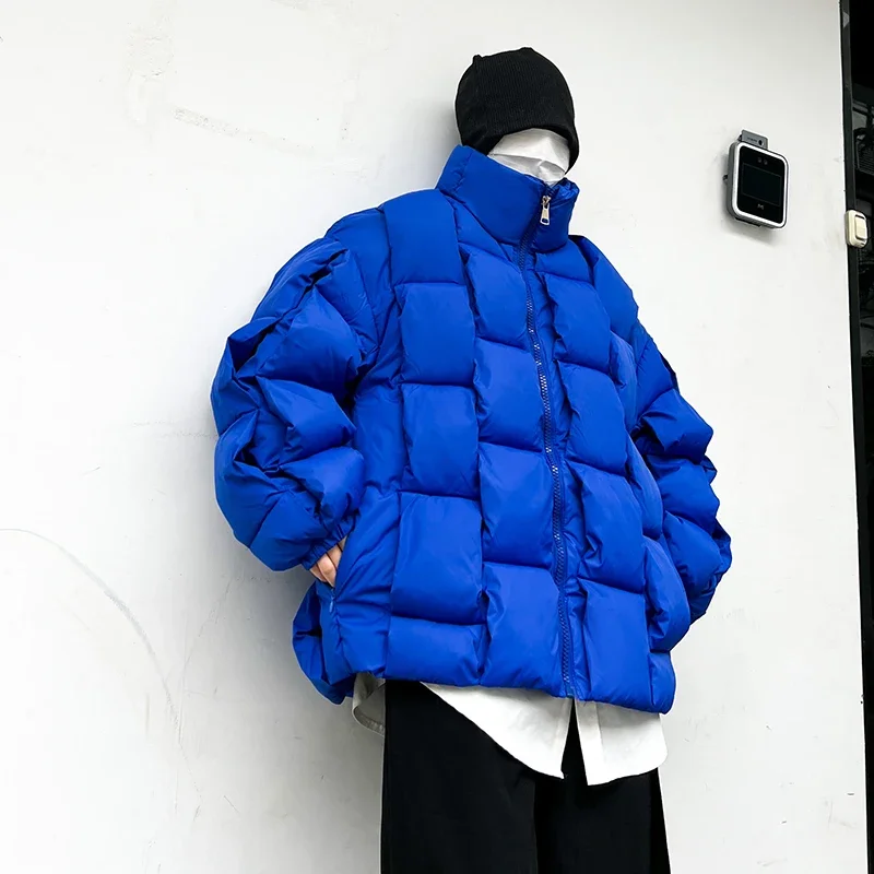 Moda coreana masculina grossa parkas de inverno, corta-vento com gola sólida, jaqueta acolchoada de algodão, casacos masculinos, 2023