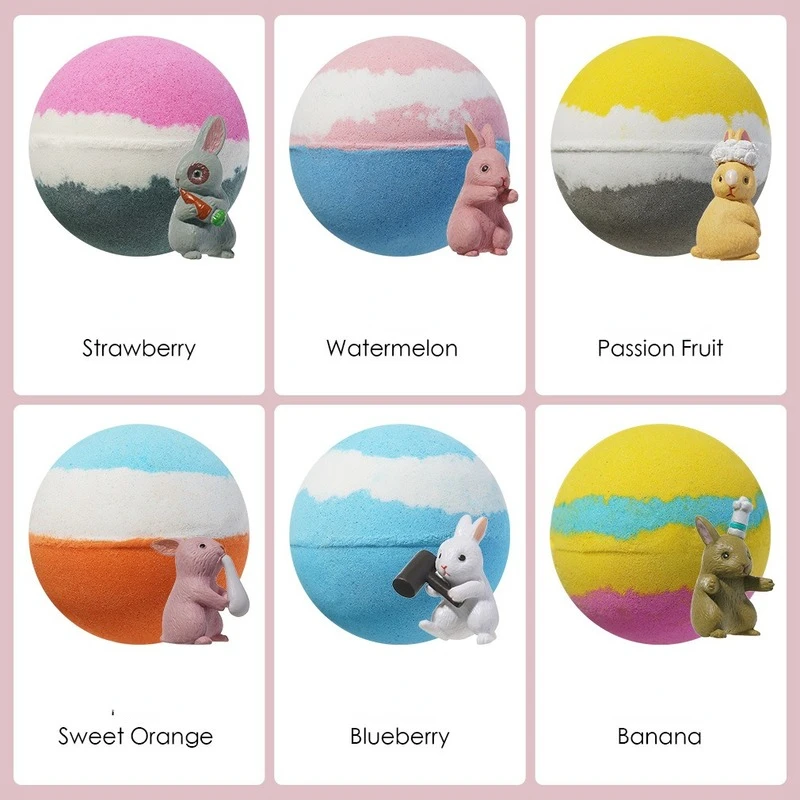 105g Toy rabbit bath salt ball essential oil bubble bath color bath ball cartoon bath ball