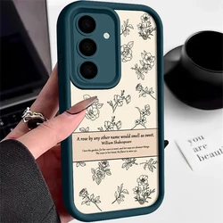 Lettering Rose Flower Case For Samsung Galaxy A54 A55 A56 5G A37 A15 A16 A26 A36 A17 A57 S21 FE S22 S23 S24 S26 S25 Ultra Cover