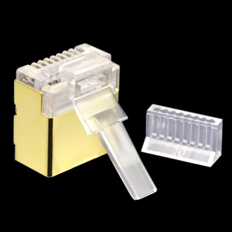 CNCOB แบน Cat6 FTP ทองแดงชุบทอง RJ45 Ethernet Connector Modular คอมพิวเตอร์เครือข่ายปลั๊ก Gigabit