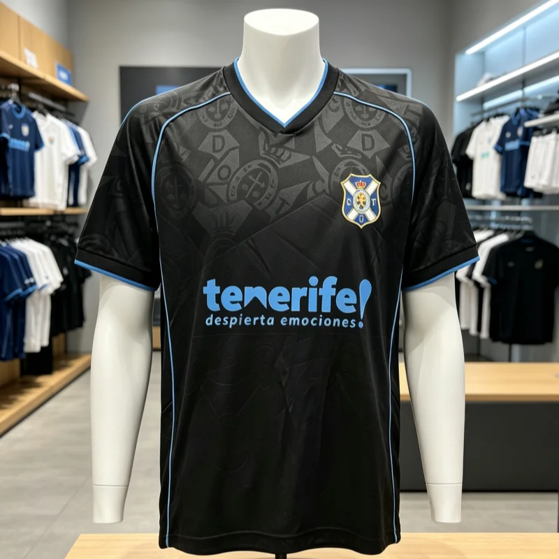 26-27 New Tenerife Football Jersey Summer 3D Printed Quick Drying Sports Men's and Women's Short Sleeved T-shirt Family Matching