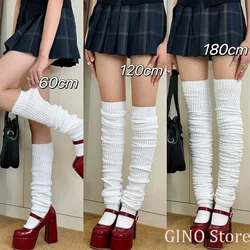 Japanese JK Knitted Leg Warmers Solid Color Lolita Long Over The Knee Japanese Magic Bubble Pile Socks Women Home White Socks