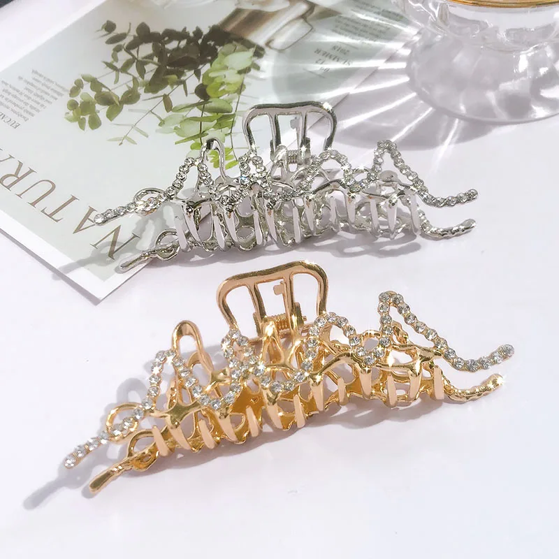 26 Style Rhinestone Pearl Big Hair Claw For Women Fashion Crab Hair Clips Korean Geometric Metal Hairpins Girls Hair Accessories