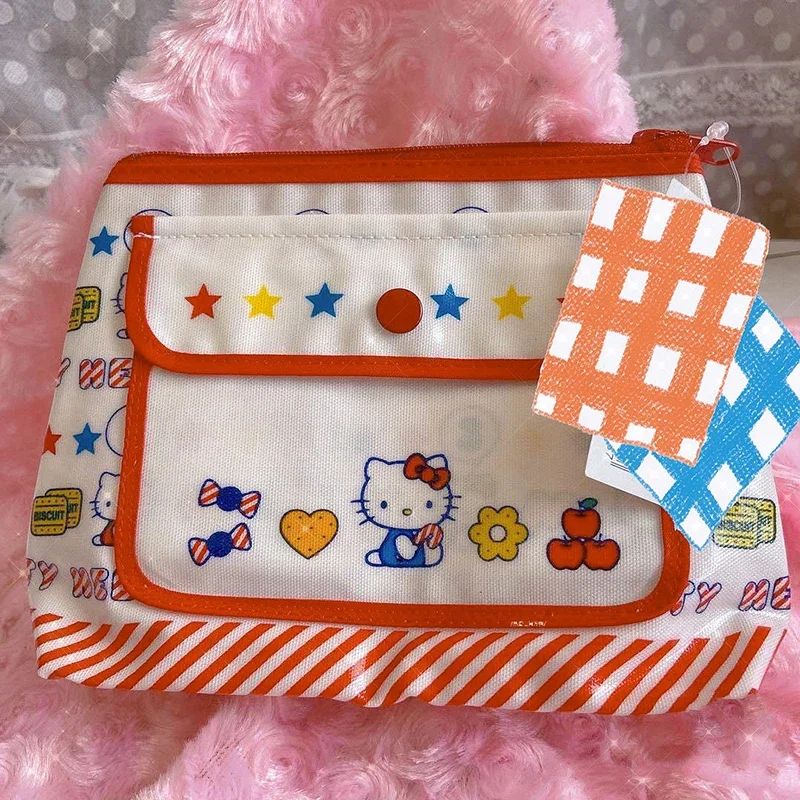 HelloKitty wadah penyimpanan serbaguna, tas kosmetik kartun lucu mencuci, tahan debu, gaya sederhana, dompet koin, kantung penyimpanan serbaguna