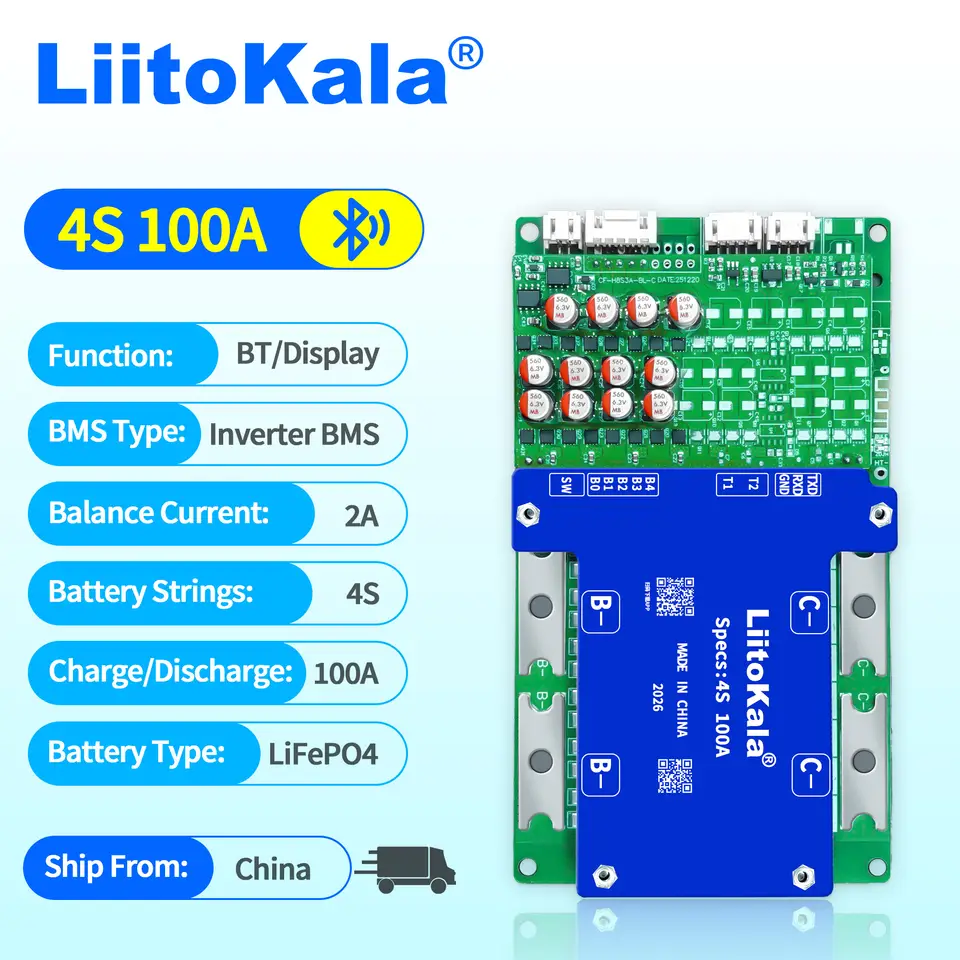 ليتوكالا 4S 12V 100A 200A بلوتوث BMS ذكي لتطبيق Lifepo4 لحماية ومراقبة بطارية Lifepo4 4S 150A/200A/300A - 2