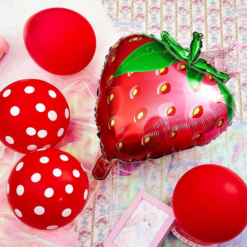 5 Stück Erdbeer-Gänseblümchen-Muster, digitale Aluminiumfolie, Luftballons für Kinder, Mädchen, Geburtstag, Jahrestag, Feier, Party, Duschzubehör