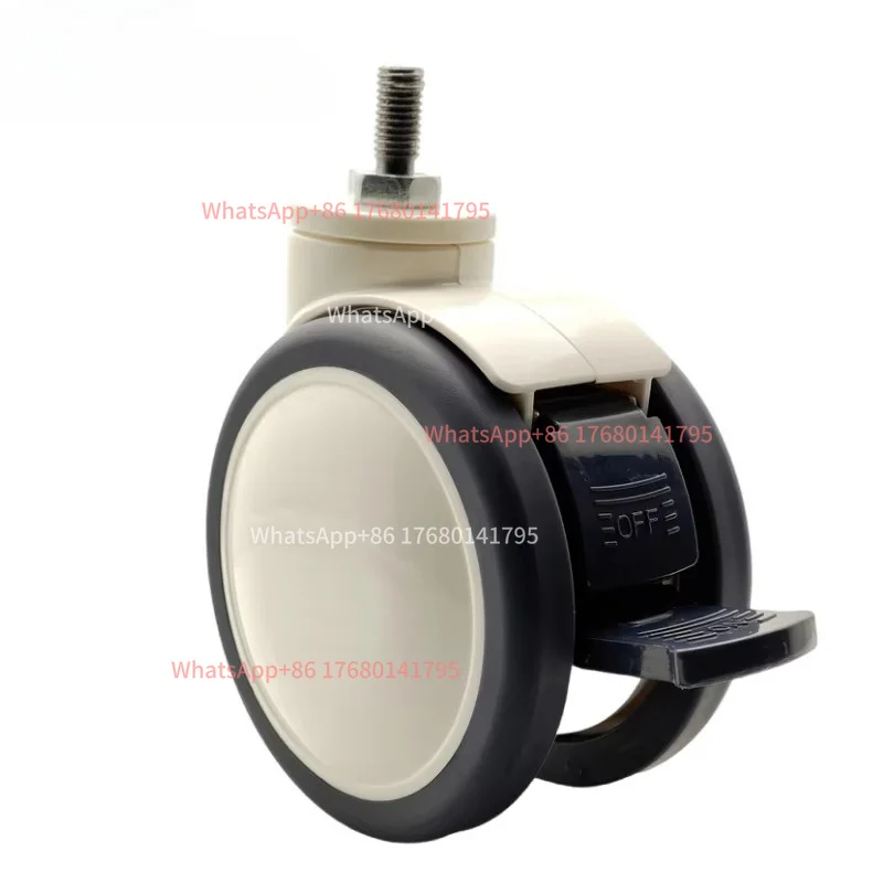 medical bed caster Double Brake Rotary Medical Caster Wheel 5‑Inch Nylon M12 Threaded Shaft For Hospital Bed