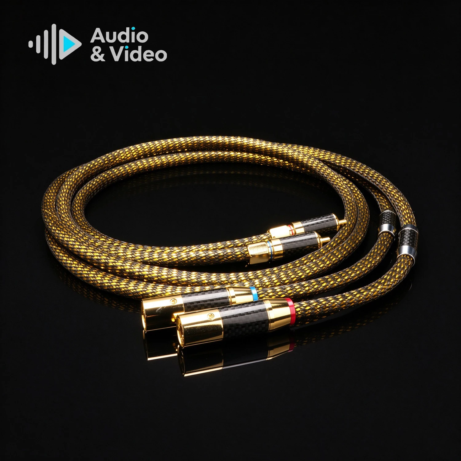 Złoty kabel XLR 8N OCC posrebrzany, pozłacany kabel audio referencyjny RCA z wtykami RCA XLR do wzmacniacza i miksera. — zdjęcie produktu 5