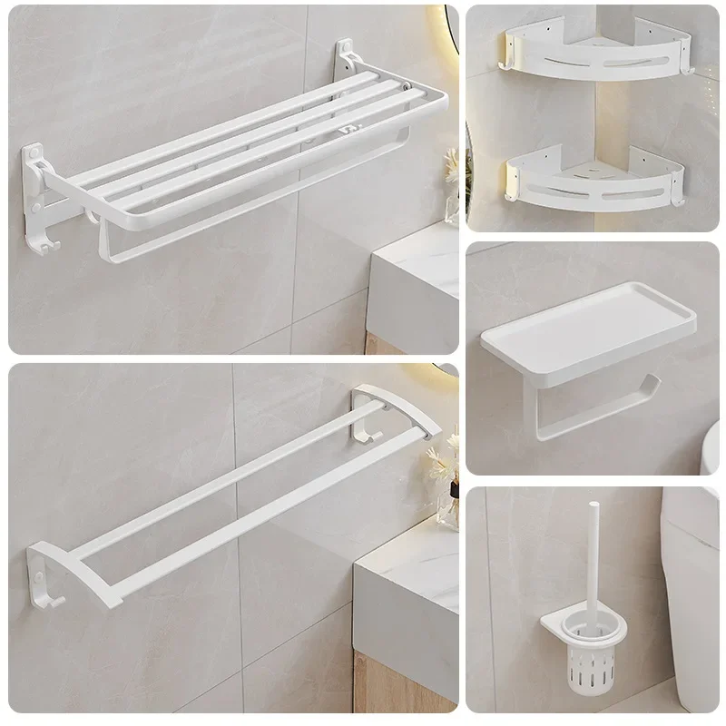 Non punching bathroom towel rack, white space aluminum towel rack, bathroom hardware pendant set