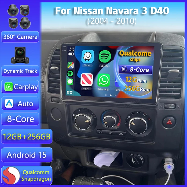 Android 15 Carplay For Nissan Navara 3 D40 2004 2005 2006 - 2010 Car Radio 2K Screen GPS Stereo Multimedia Player DSP Head Unit